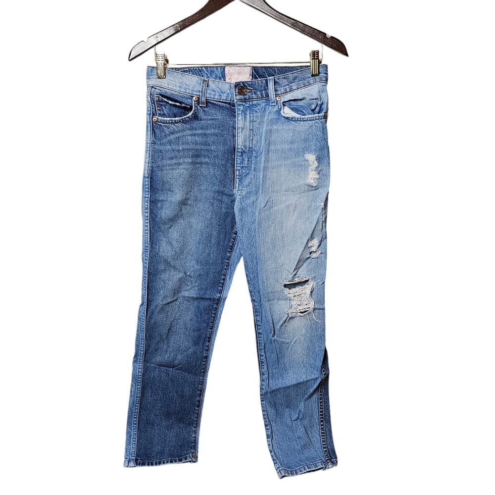 Revice Women's Patchwork Two-Tone Distressed Deni… - image 2